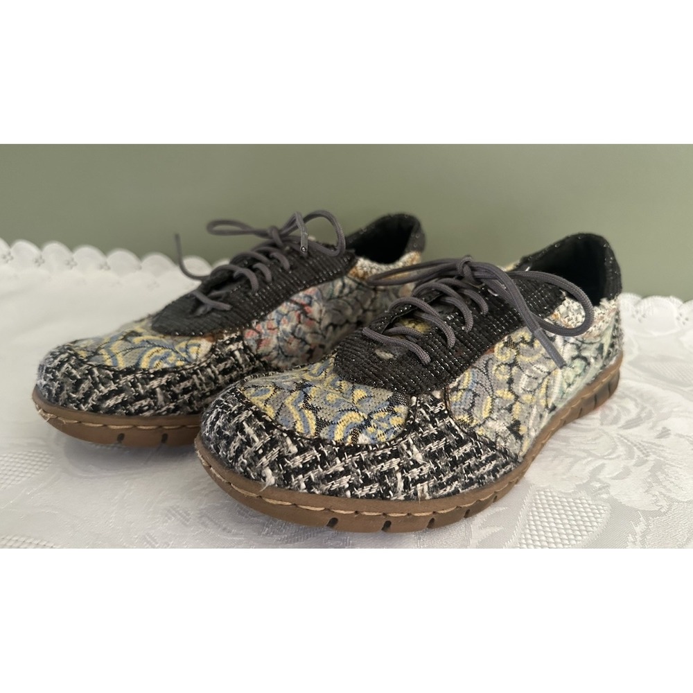 Born Taza Leather Colorful Tapestry Patchwork Size 6 Comfort Lace Up Shoes